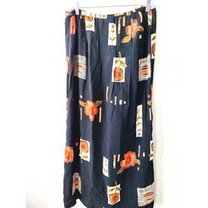 Women Chico Design Black Flower Pattern Elastic Waist Wrap Skirt 90s Fashion